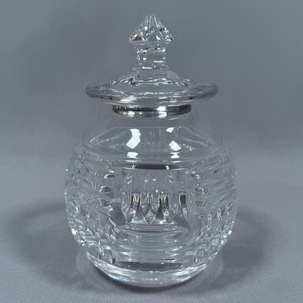 5" Honey Pot & Lid by WATERFORD Clear CRYSTAL glass small